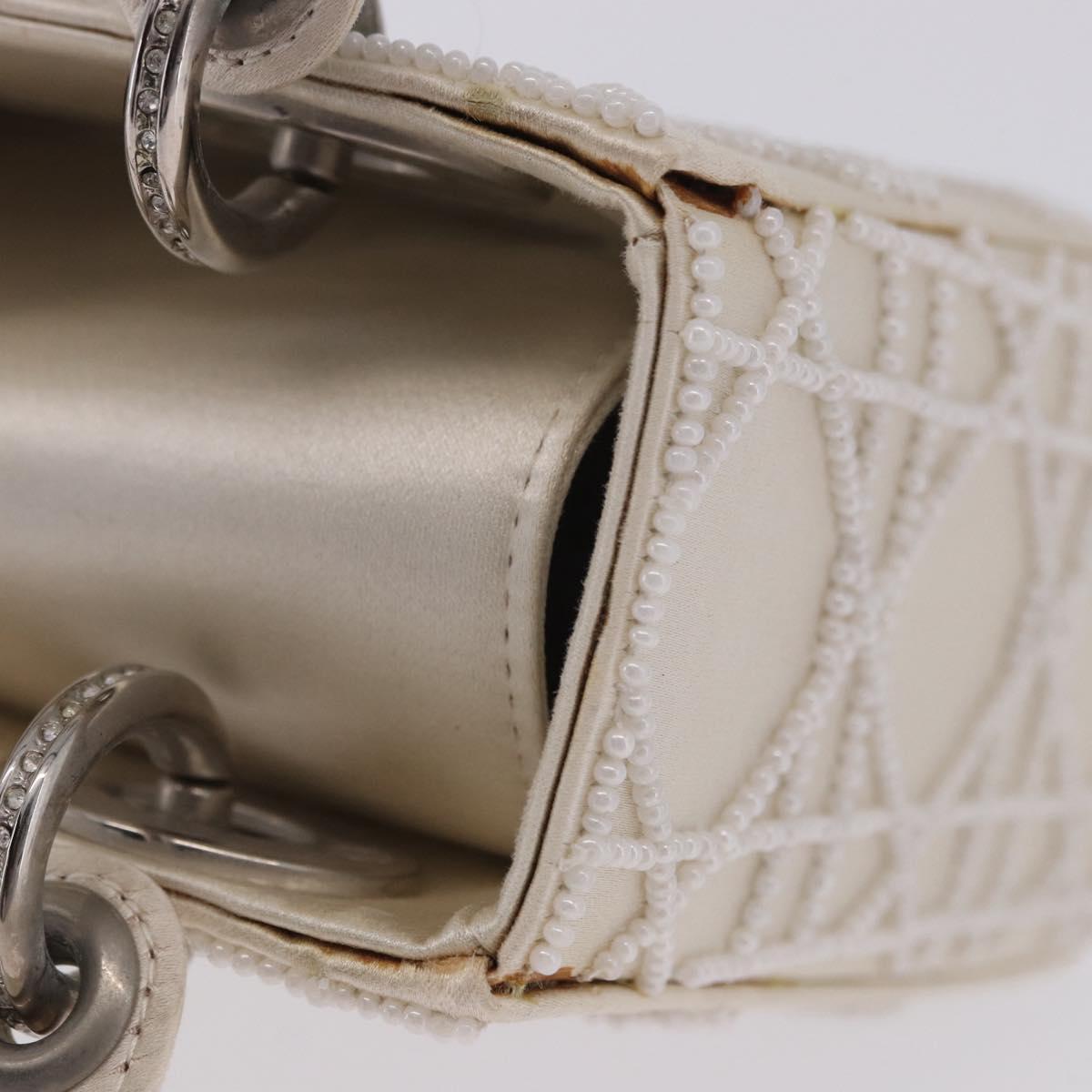 Christian Dior Canage Lady Dior Hand Bag Satin Champagne Gold Auth YKZ738SAM