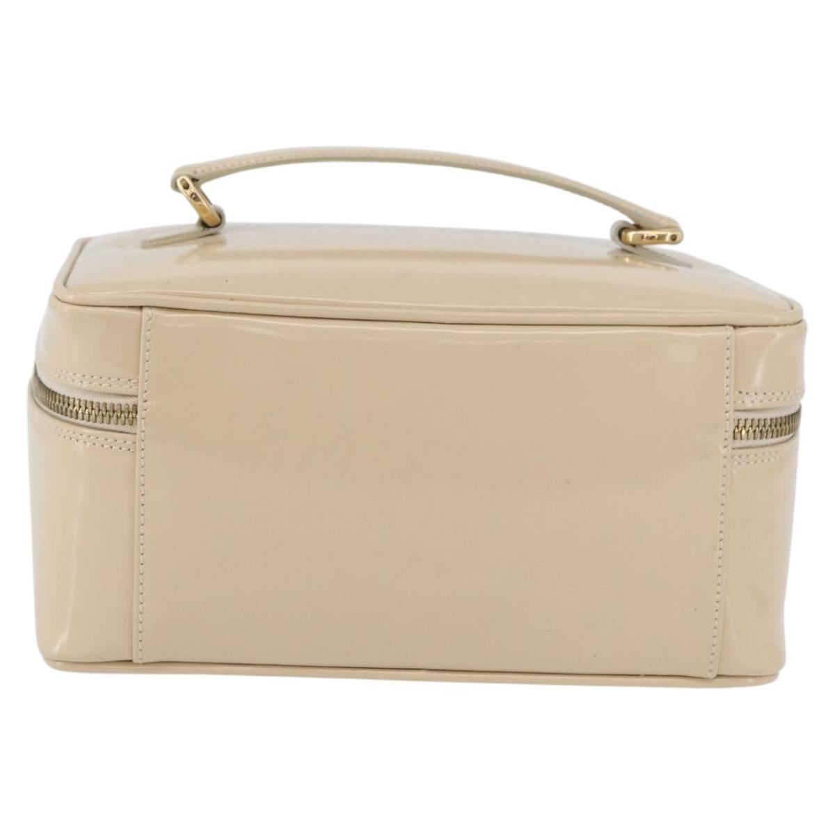 GUCCI Bamboo Vanity Hand Bag Patent leather Beige Gold 032 1705 0150 Auth YKZ739