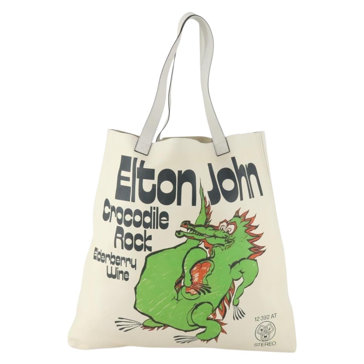 GUCCI Elton John Capsule Collection Tote Bag Leather White 512982 Auth YKZ744A