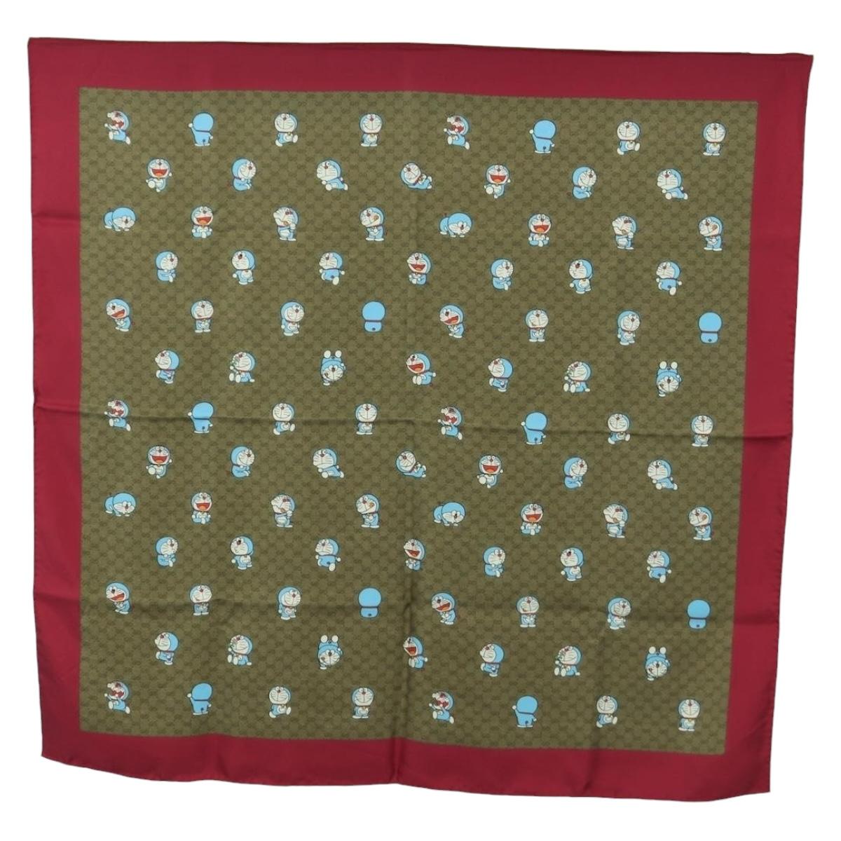 GUCCI Micro GG Doraemon Scarf Silk Beige Auth YKZ755M
