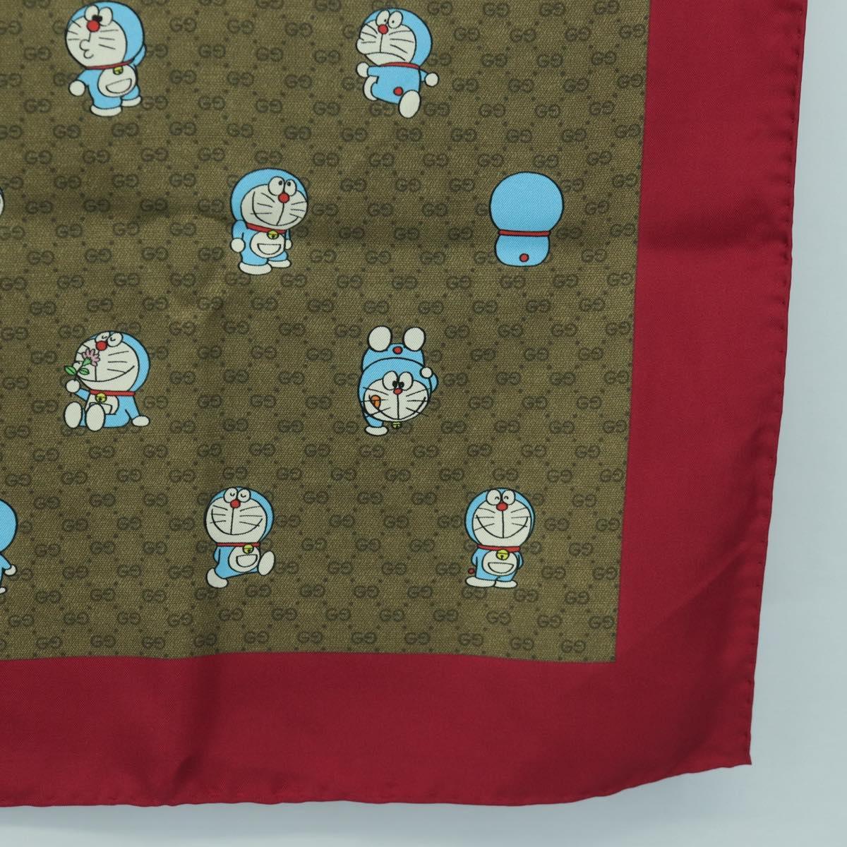 GUCCI Micro GG Doraemon Scarf Silk Beige Auth YKZ755M