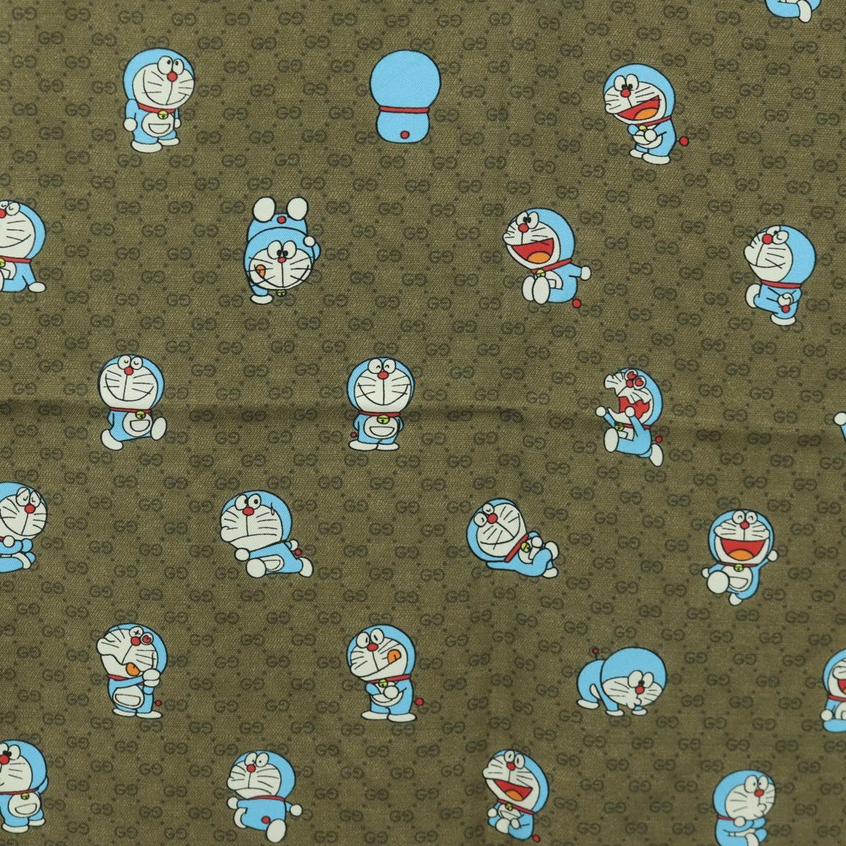 GUCCI Micro GG Doraemon Scarf Silk Beige Auth YKZ755M