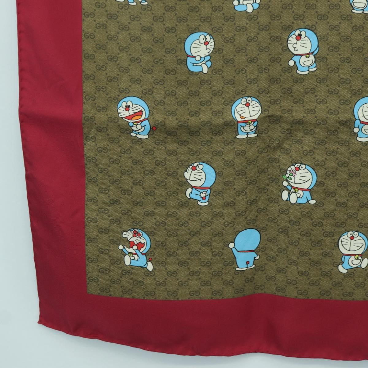 GUCCI Micro GG Doraemon Scarf Silk Beige Auth YKZ755M