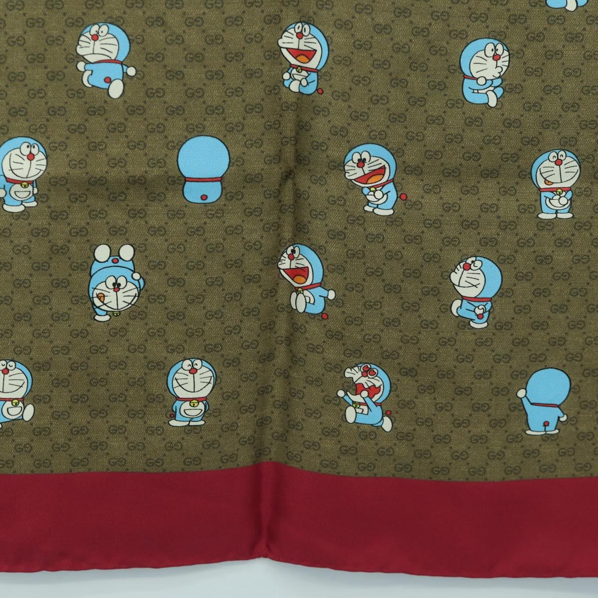GUCCI Micro GG Doraemon Scarf Silk Beige Auth YKZ755M