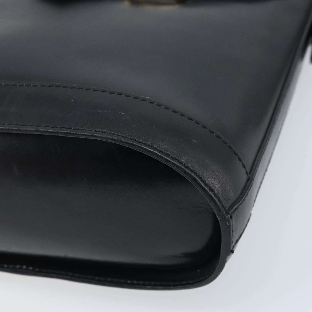 CELINE Horsebit Shoulder Bag Leather Black Gold Auth YKZ776A