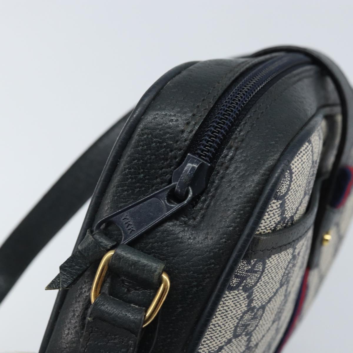 GUCCI GG Supreme Sherry Line Shoulder Bag PVC Navy Gold 10 02 055 Auth YKZ781
