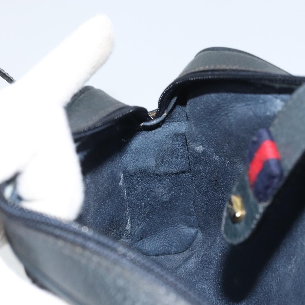 GUCCI GG Supreme Sherry Line Shoulder Bag PVC Navy Gold 10 02 055 Auth YKZ781
