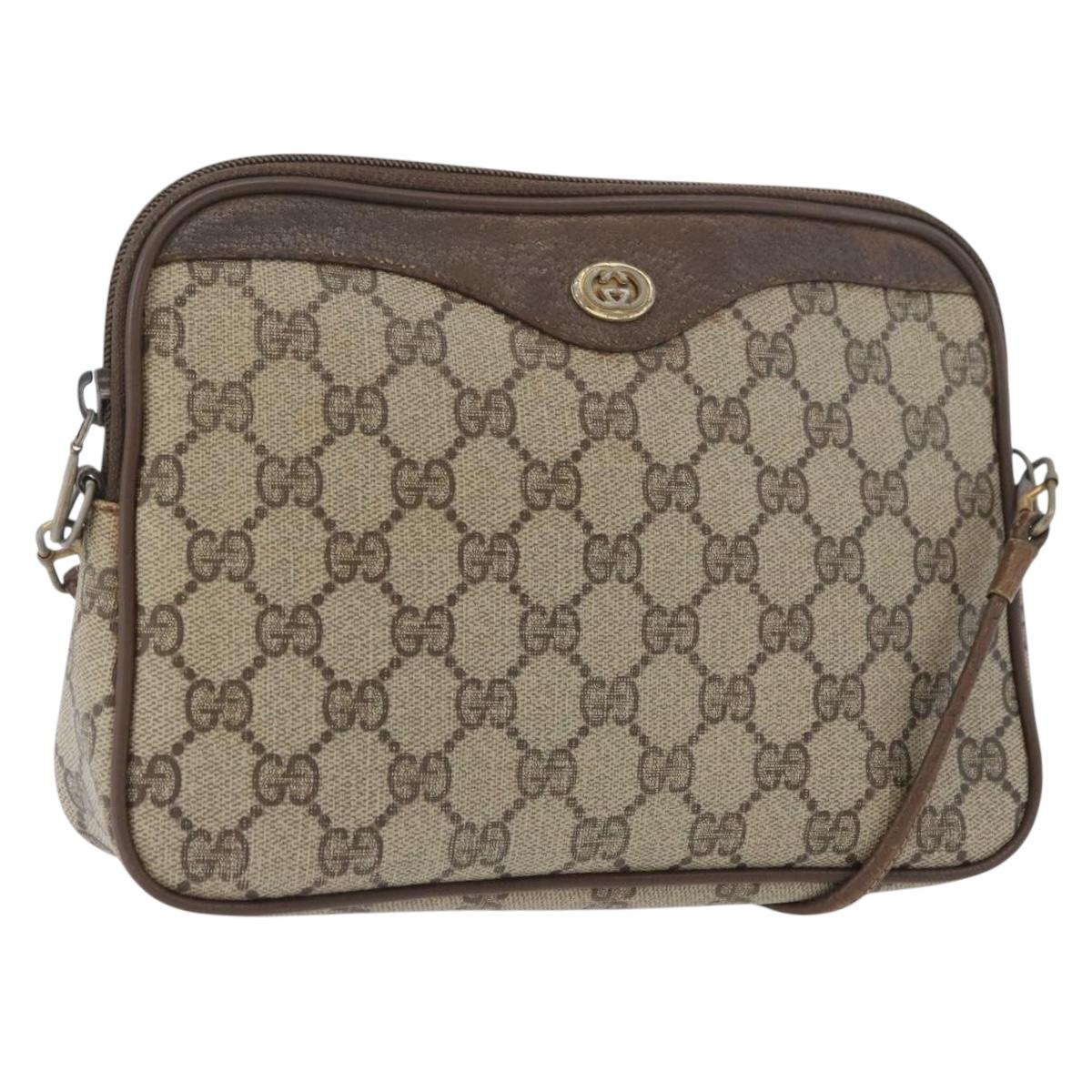 GUCCI GG Supreme Shoulder Bag PVC Beige Gold 89 02 068 Auth YKZ782