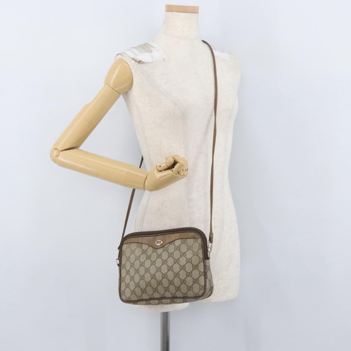 GUCCI GG Supreme Shoulder Bag PVC Beige Gold 97 02 068 Auth YKZ783