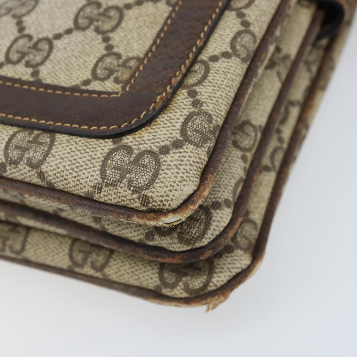 GUCCI GG Supreme Web Sherry Line Shoulder Bag PVC Beige Gold 010 378 Auth YKZ785