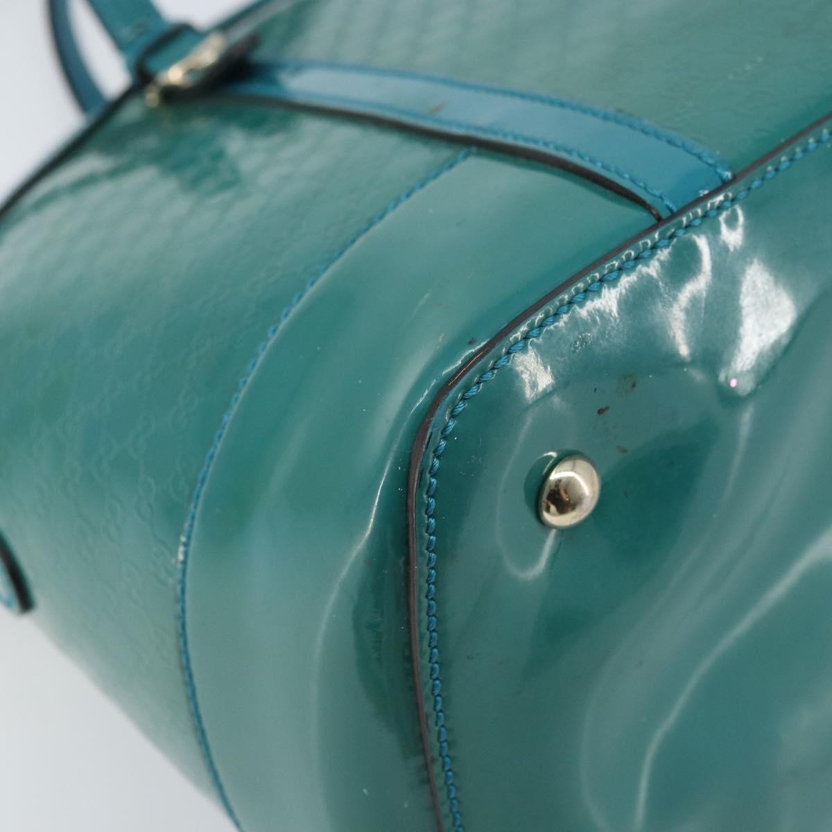 GUCCI Micro GG Supreme Hand Bag PVC 2way Outlet Green Silver Auth YKZ787