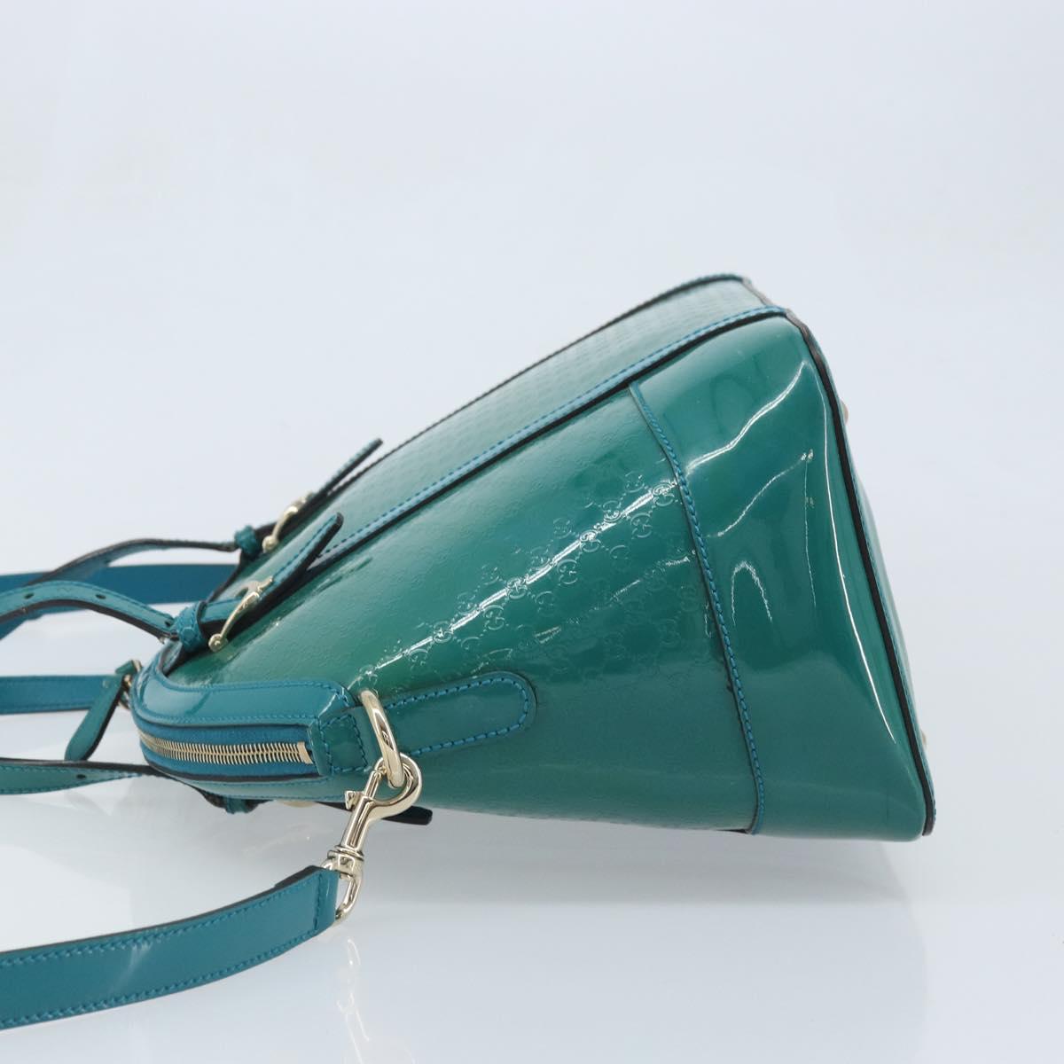 GUCCI Micro GG Supreme Hand Bag PVC 2way Outlet Green Silver Auth YKZ787