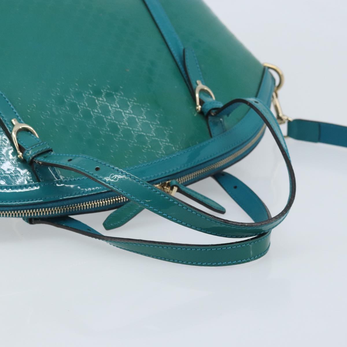GUCCI Micro GG Supreme Hand Bag PVC 2way Outlet Green Silver Auth YKZ787