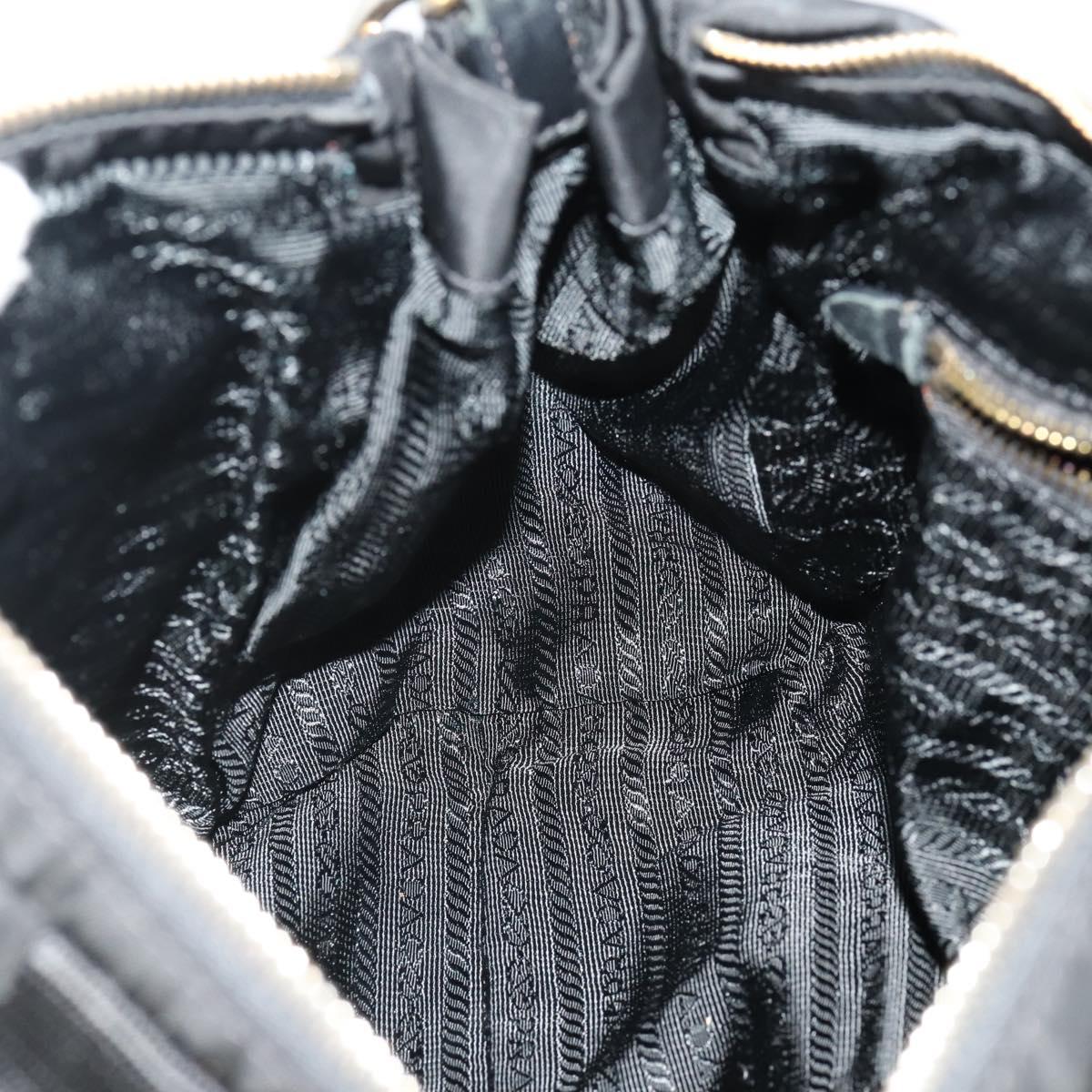 PRADA Hand Bag Nylon 2way Black Gold Auth YKZ792
