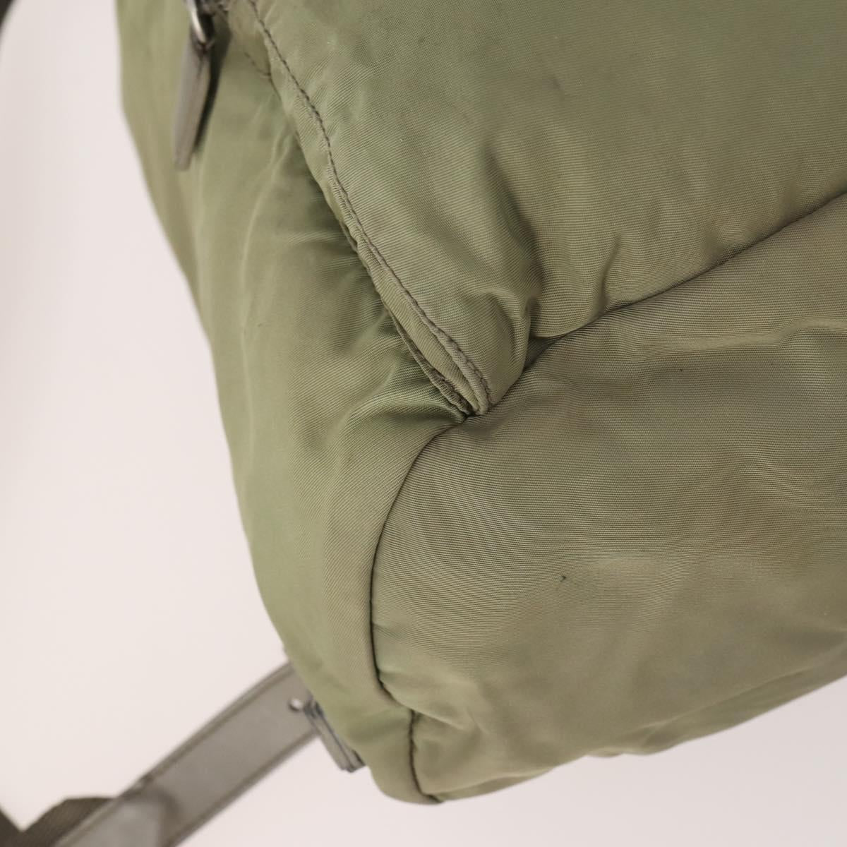 PRADA Backpack Nylon Beige Silver Auth YKZ795