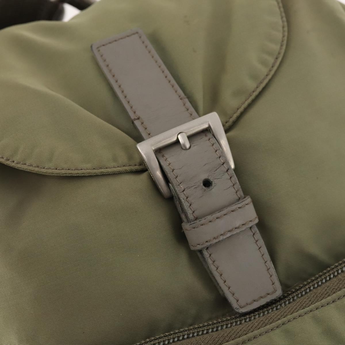 PRADA Backpack Nylon Beige Silver Auth YKZ795