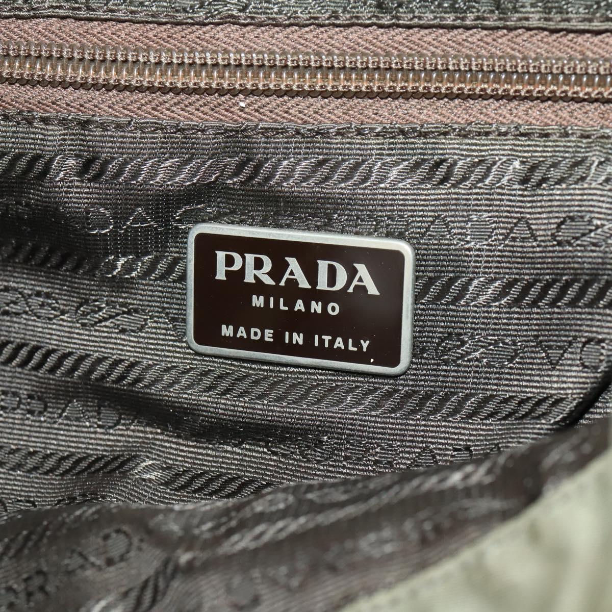 PRADA Backpack Nylon Beige Silver Auth YKZ795