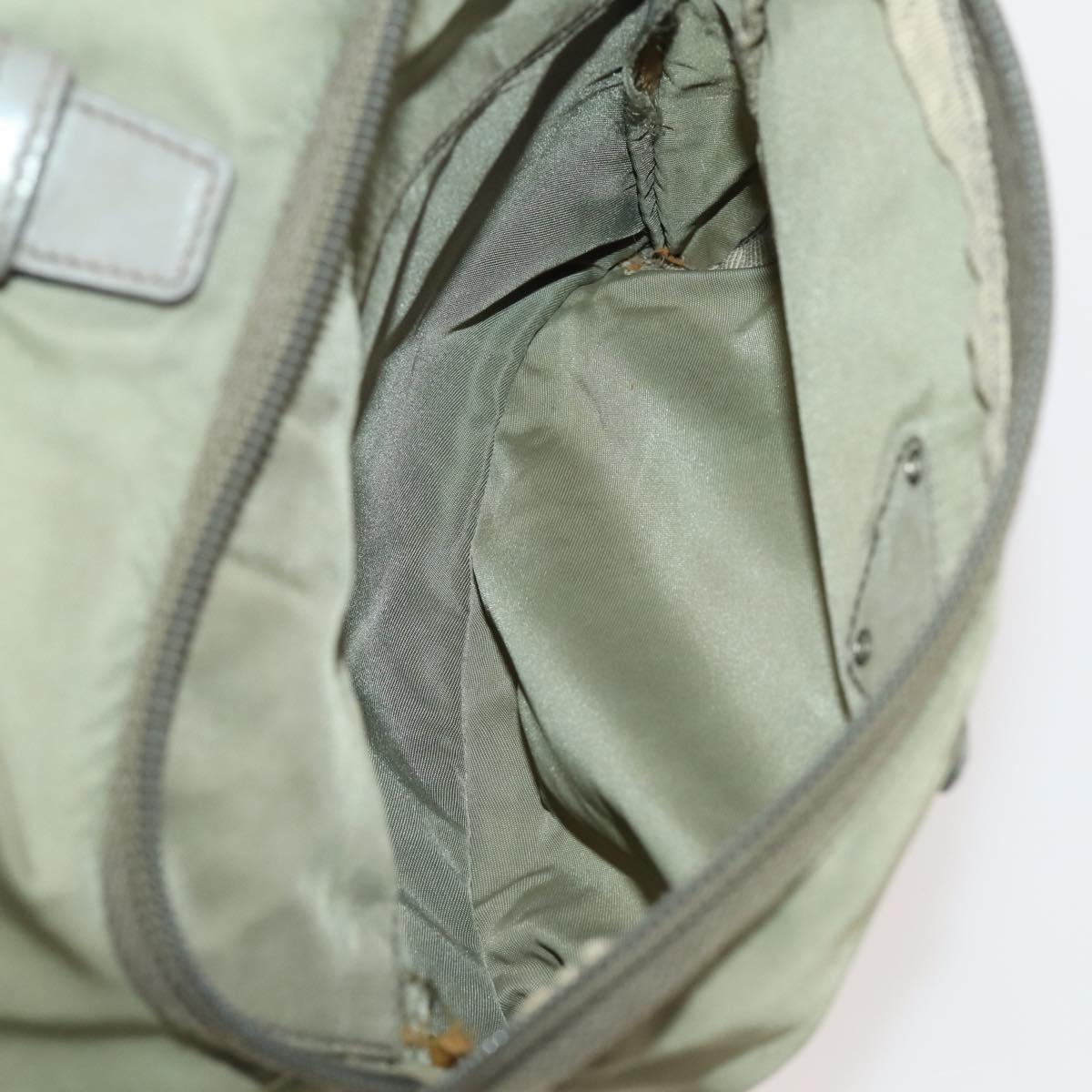 PRADA Backpack Nylon Beige Silver Auth YKZ795