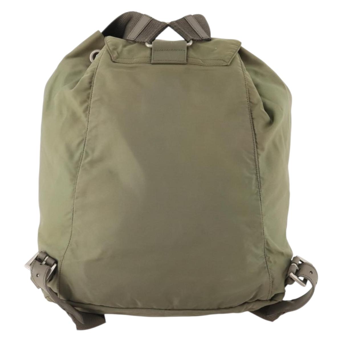 PRADA Backpack Nylon Beige Silver Auth YKZ795
