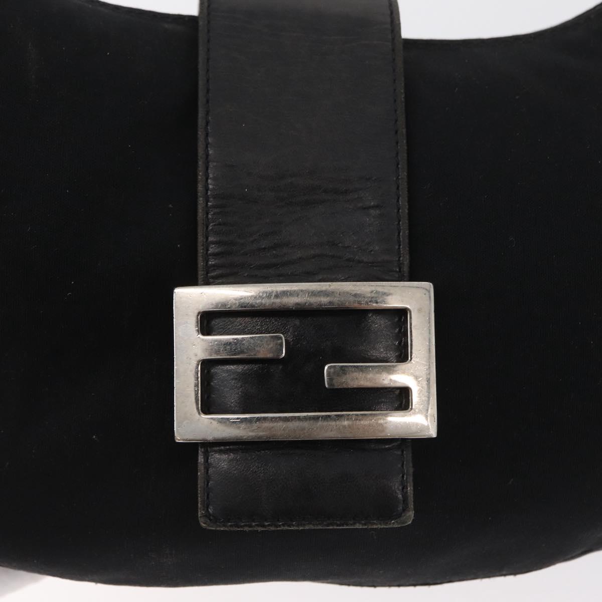 FENDI Mamma Baguette Shoulder Bag Nylon Black Silver Auth YKZ797