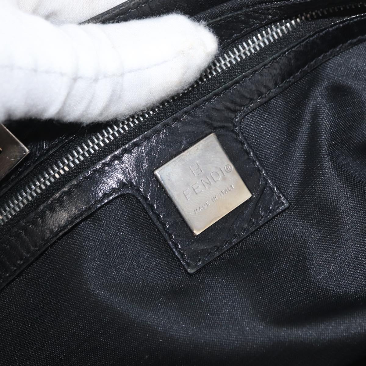 FENDI Mamma Baguette Shoulder Bag Nylon Black Silver Auth YKZ797