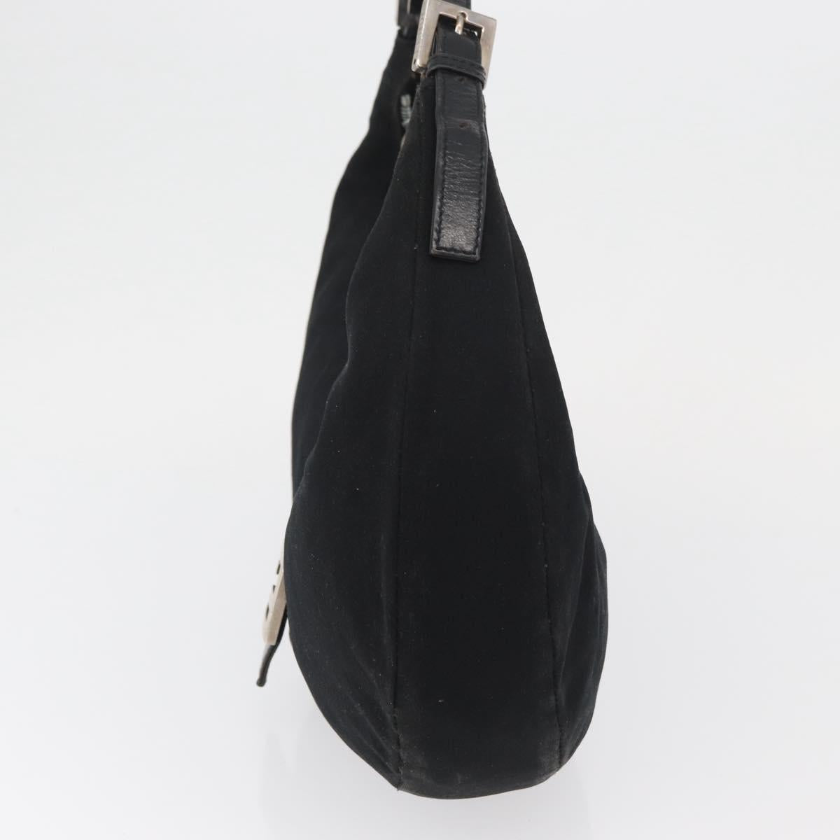 FENDI Mamma Baguette Shoulder Bag Nylon Black Silver Auth YKZ797