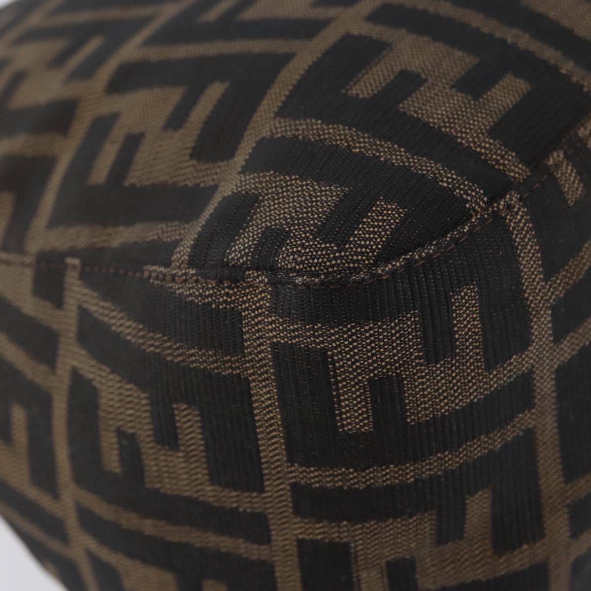 FENDI Zucca Canvas Mamma Baguette Shoulder Bag Brown Black Auth YKZ801A