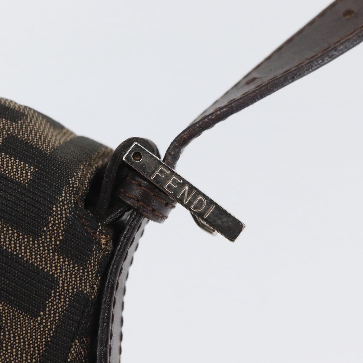 FENDI Zucca Canvas Mamma Baguette Shoulder Bag Brown Black Auth YKZ801A