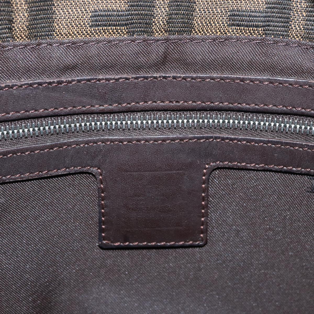 FENDI Zucca Canvas Mamma Baguette Shoulder Bag Brown Black Auth YKZ801A
