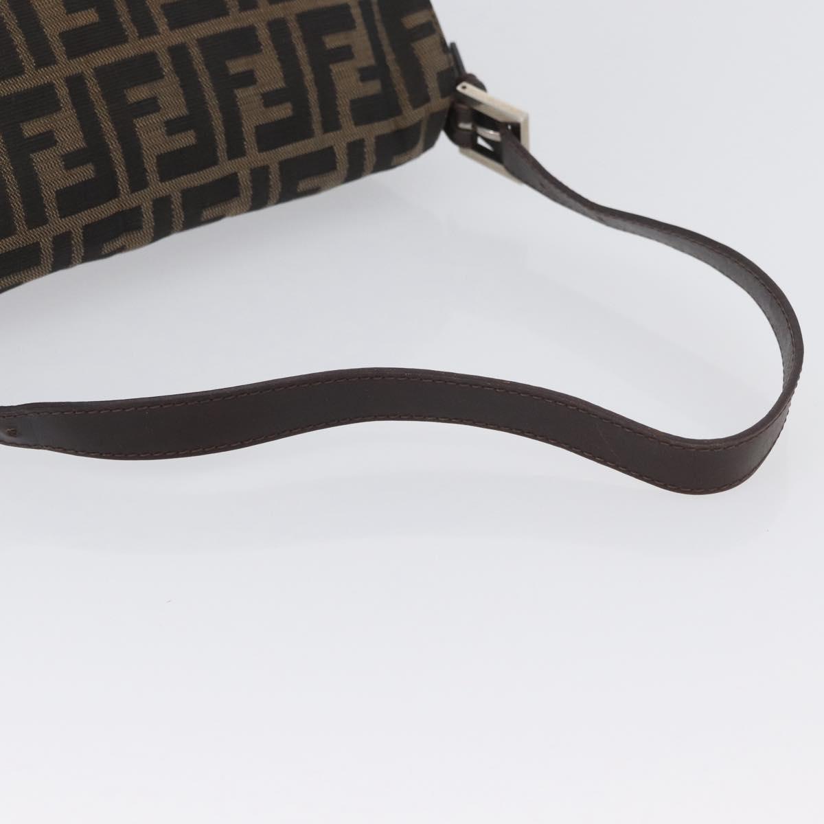 FENDI Zucca Canvas Mamma Baguette Shoulder Bag Brown Black Auth YKZ801A