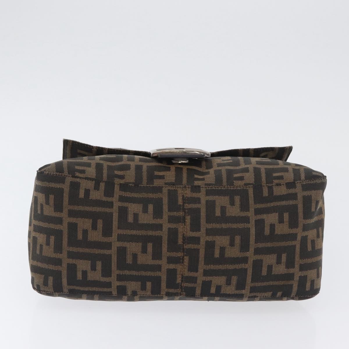 FENDI Zucca Canvas Mamma Baguette Shoulder Bag Brown Black Auth YKZ801A