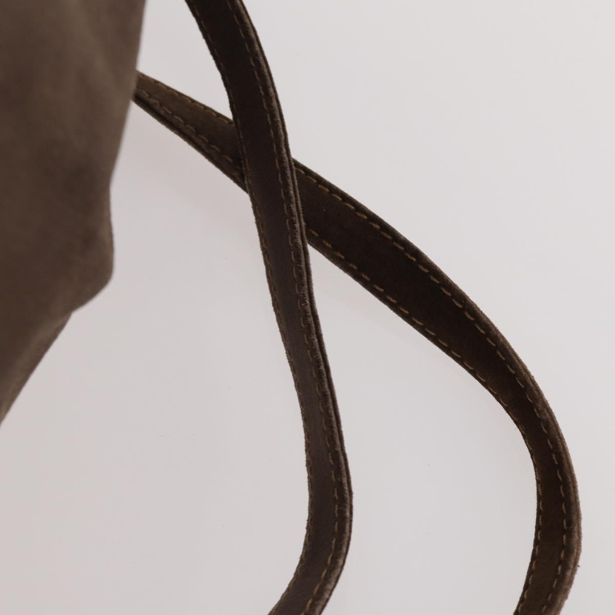 FENDI Shoulder Bag Suede 2way Brown Gold Auth YKZ803