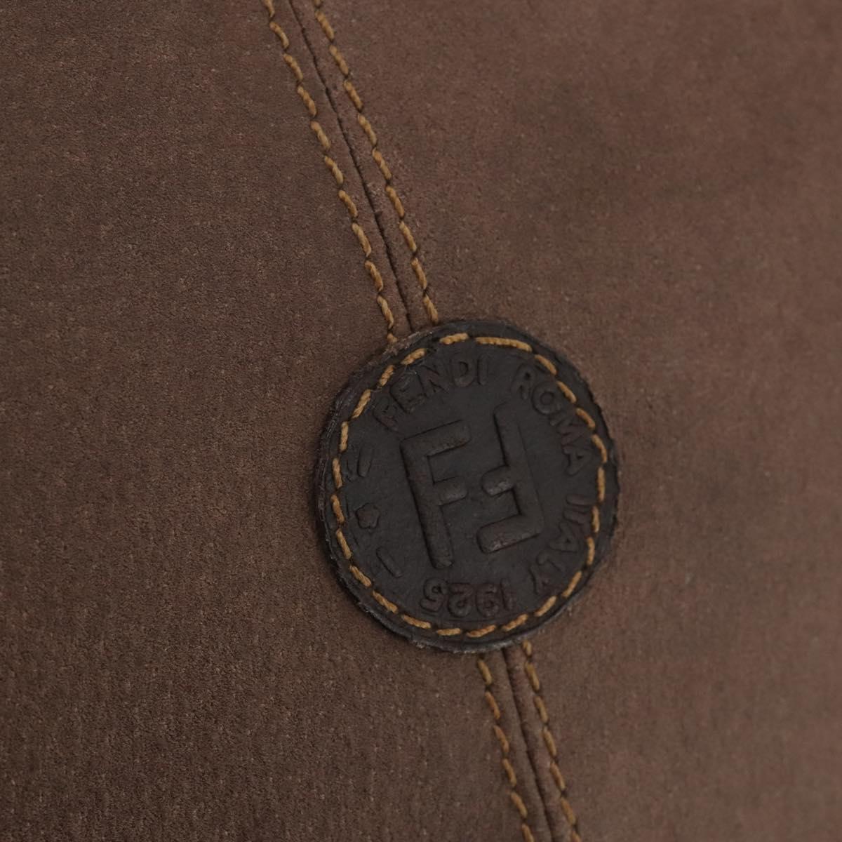 FENDI Shoulder Bag Suede 2way Brown Gold Auth YKZ803