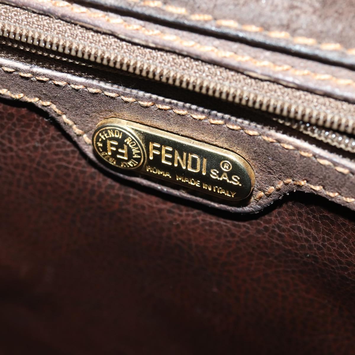 FENDI Shoulder Bag Suede 2way Brown Gold Auth YKZ803