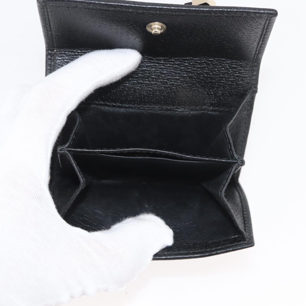 GUCCI GG Canvas Pretty Wallet Black Gold Navy 167466 Auth YKZ814A