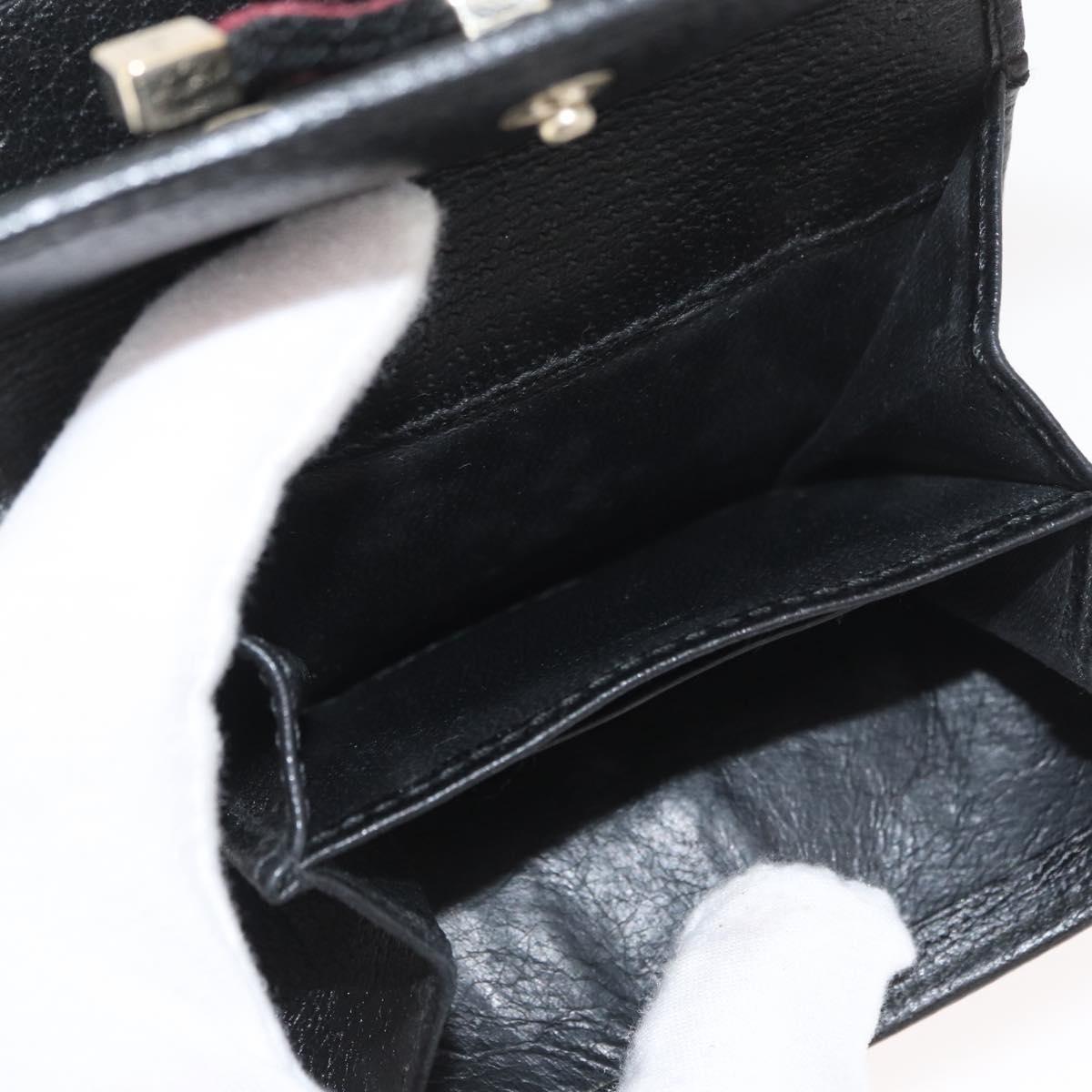 GUCCI GG Canvas Pretty Wallet Black Gold Navy 167466 Auth YKZ814A