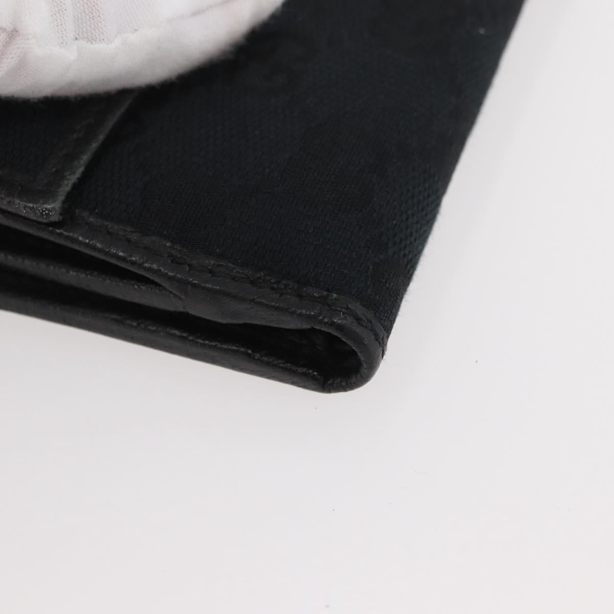 GUCCI GG Canvas Pretty Wallet Black Gold Navy 167466 Auth YKZ814A