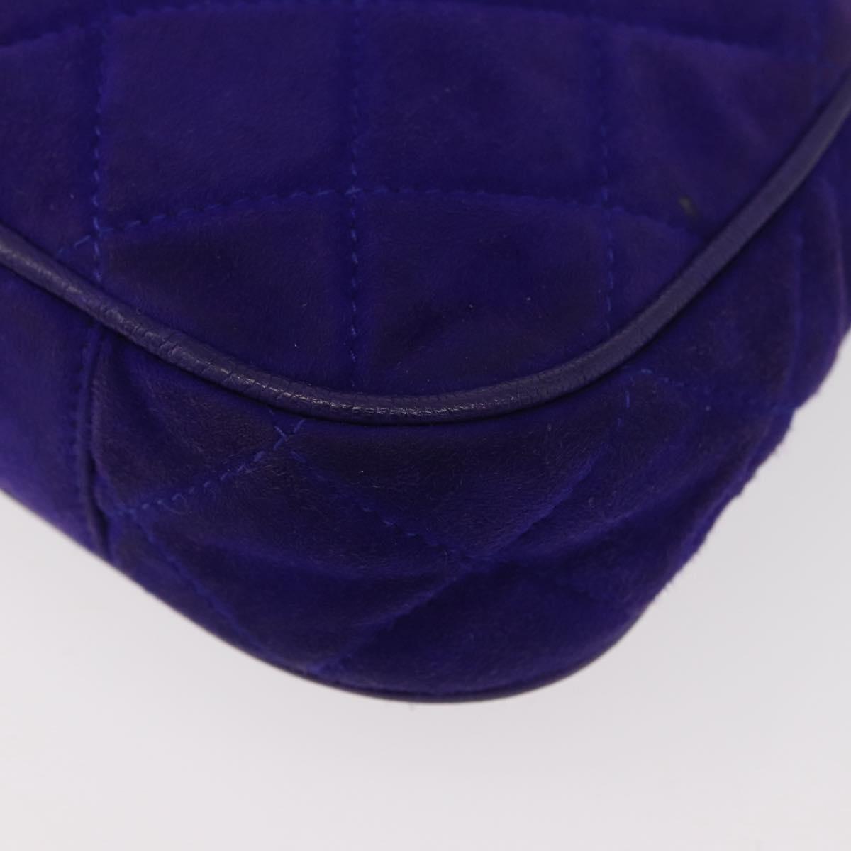 CHANEL Matelasse Chain Hand Bag Suede Purple Gold CC Auth YKZ821A