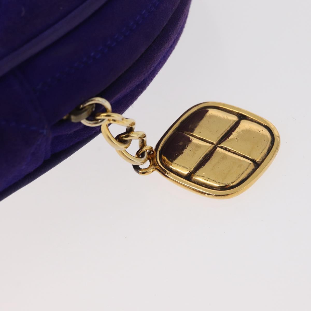 CHANEL Matelasse Chain Hand Bag Suede Purple Gold CC Auth YKZ821A