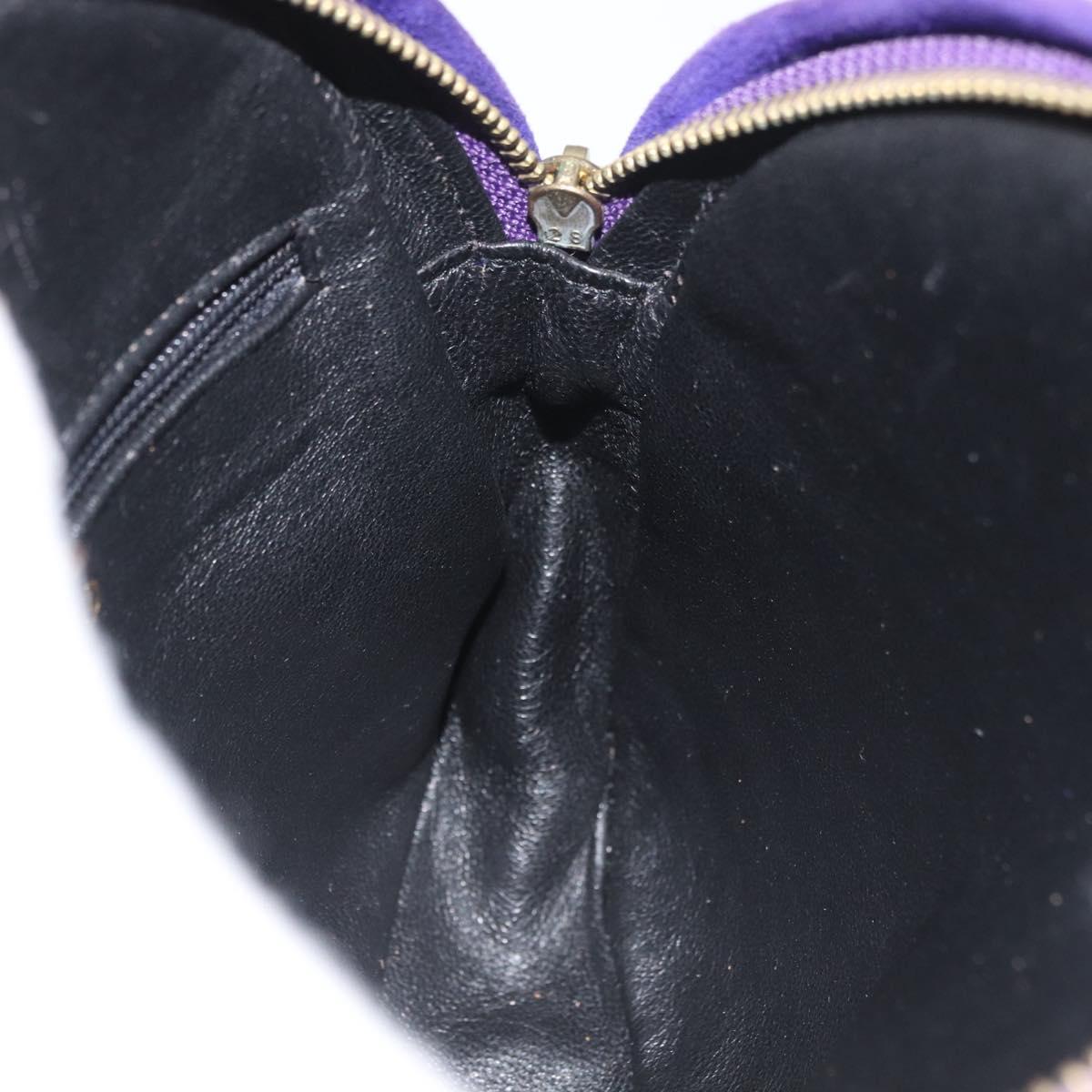 CHANEL Matelasse Chain Hand Bag Suede Purple Gold CC Auth YKZ821A