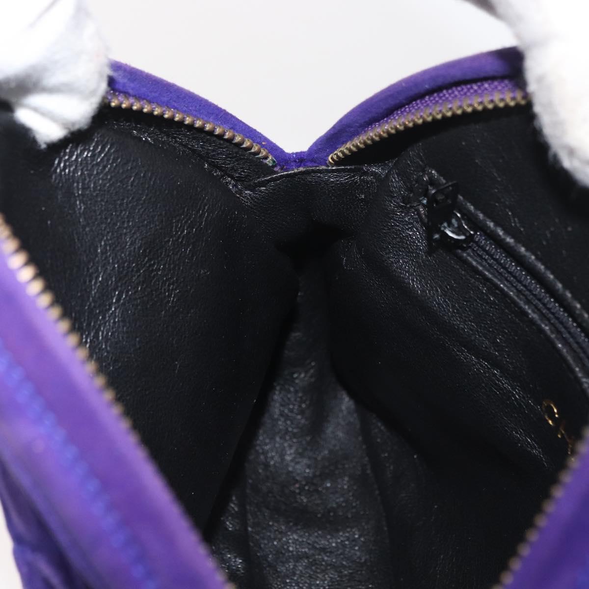 CHANEL Matelasse Chain Hand Bag Suede Purple Gold CC Auth YKZ821A