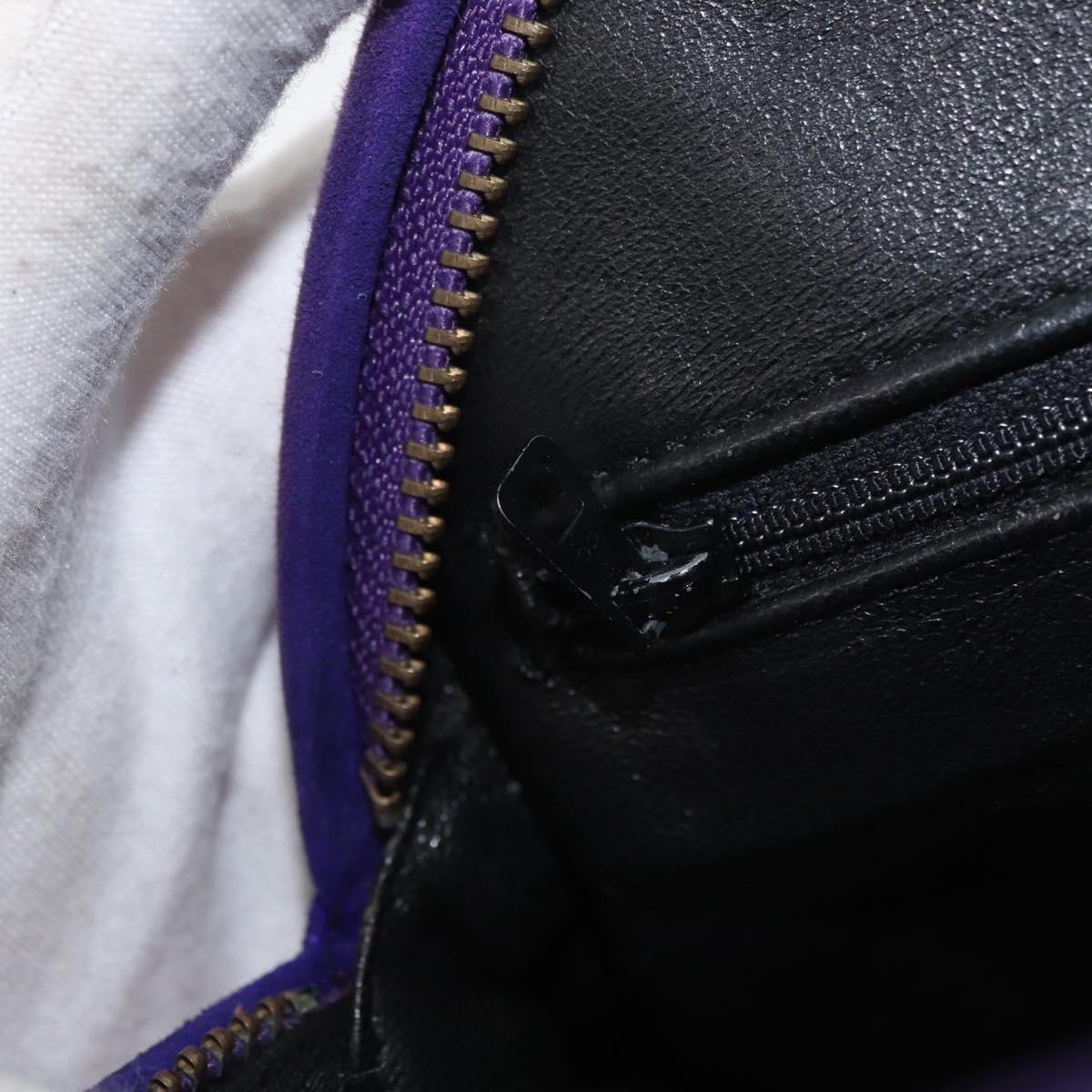 CHANEL Matelasse Chain Hand Bag Suede Purple Gold CC Auth YKZ821A