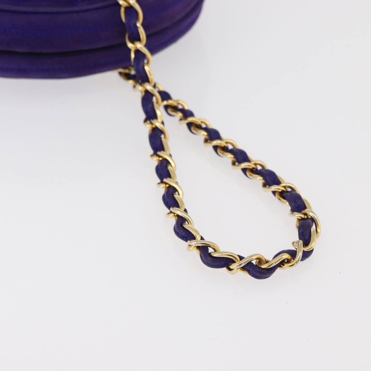 CHANEL Matelasse Chain Hand Bag Suede Purple Gold CC Auth YKZ821A