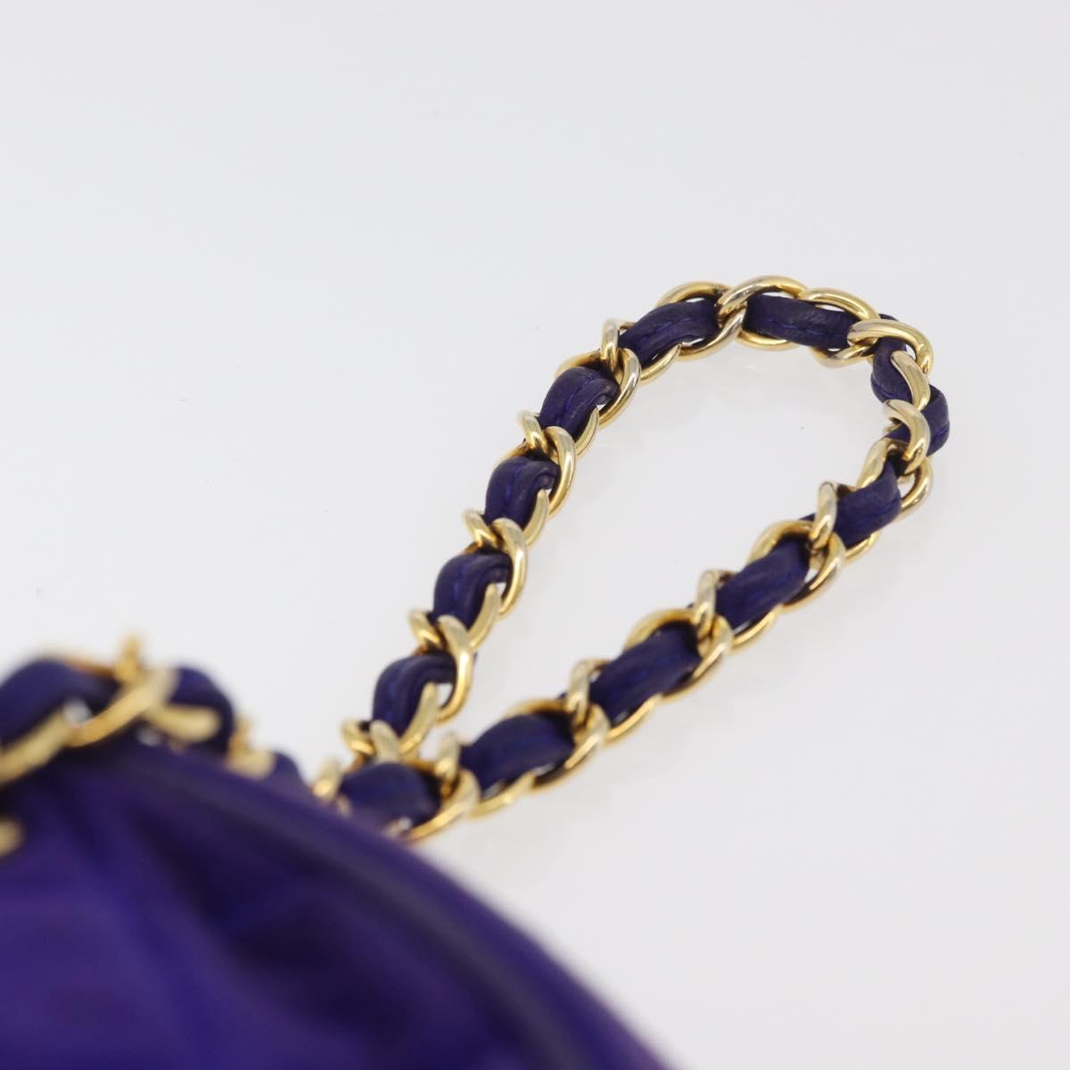 CHANEL Matelasse Chain Hand Bag Suede Purple Gold CC Auth YKZ821A