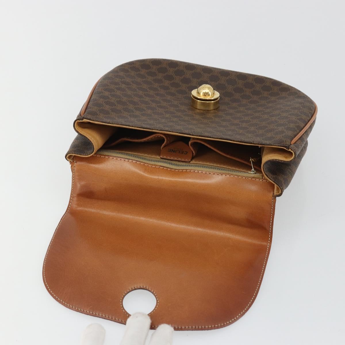 CELINE Macadam Canvas Star Ball Hand Bag Brown Gold Auth YKZ830A