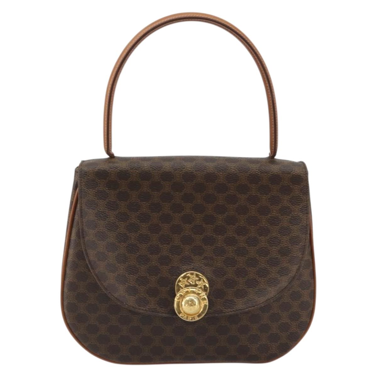 CELINE Macadam Canvas Star Ball Hand Bag Brown Gold Auth YKZ830A