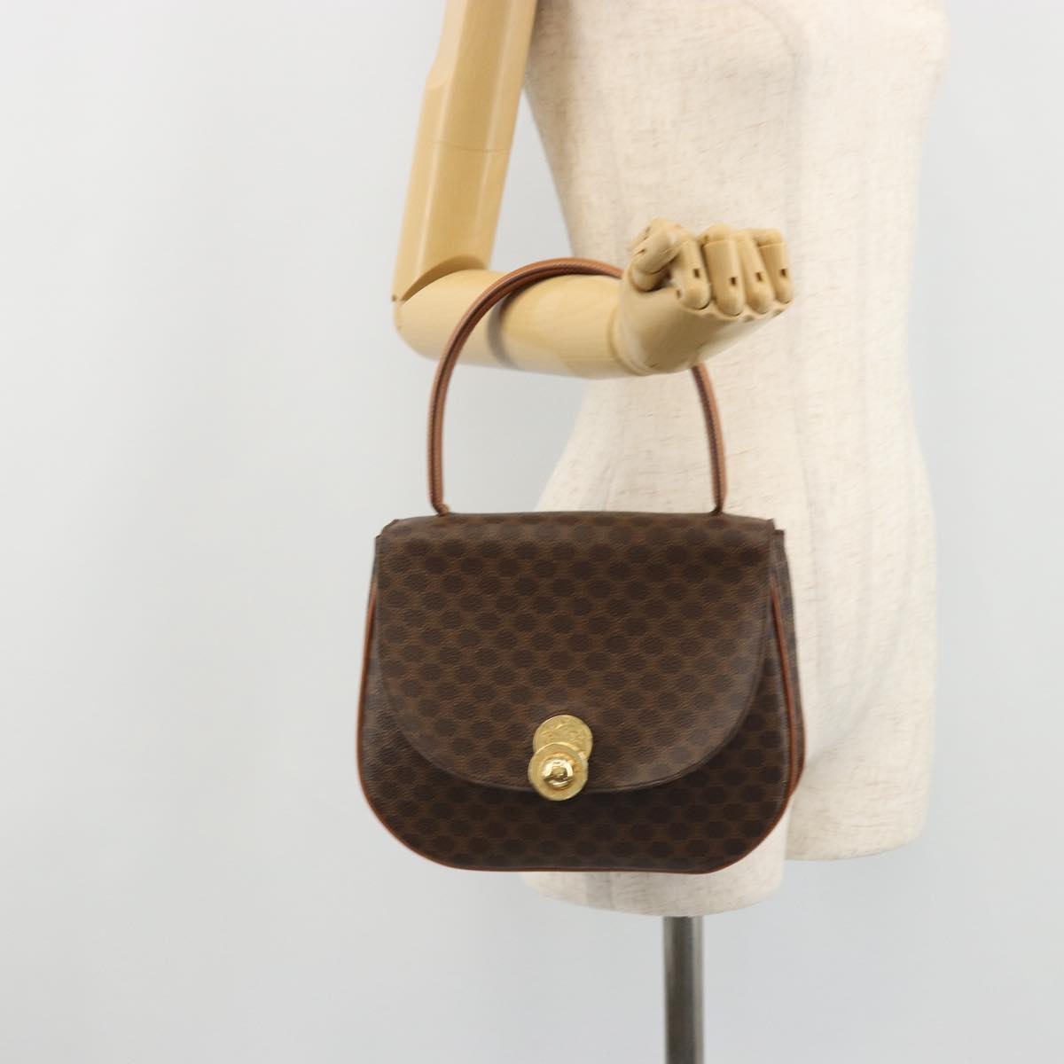 CELINE Macadam Canvas Star Ball Hand Bag Brown Gold Auth YKZ830A