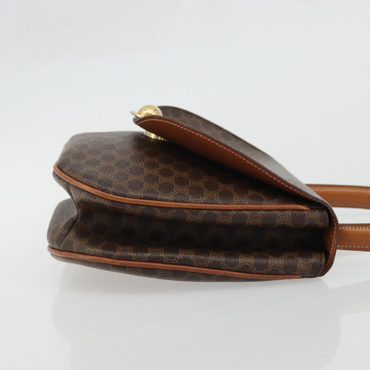 CELINE Macadam Canvas Star Ball Hand Bag Brown Gold Auth YKZ830A
