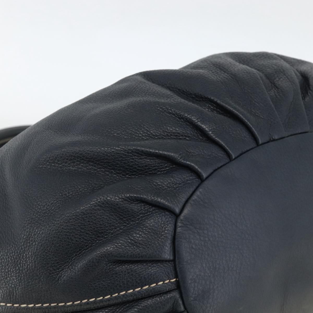 Miu Miu Hand Bag Leather Navy Gold Auth YKZ870A