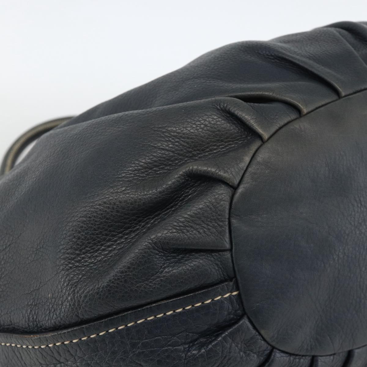 Miu Miu Hand Bag Leather Navy Gold Auth YKZ870A